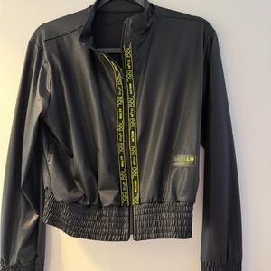 Stylish Black Bomber Jacket with Yellow Accents
